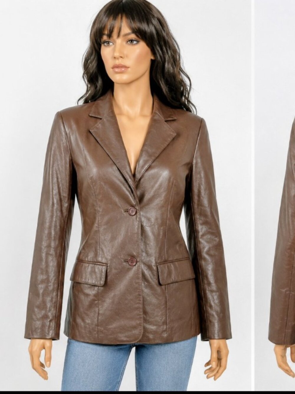 Chadwicks elegant dressy Women's  Brown Blazer jacket 100% leather Size 10